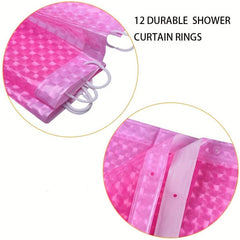 Waterproof Pink Shower Curtain with Hooks - Stylish Bathroom Decor