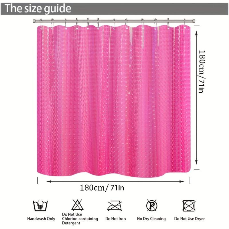 Waterproof Pink Shower Curtain with Hooks - Stylish Bathroom Decor