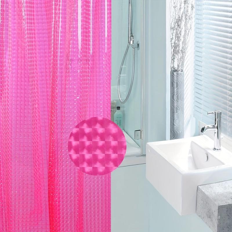 Waterproof Pink Shower Curtain with Hooks - Stylish Bathroom Decor