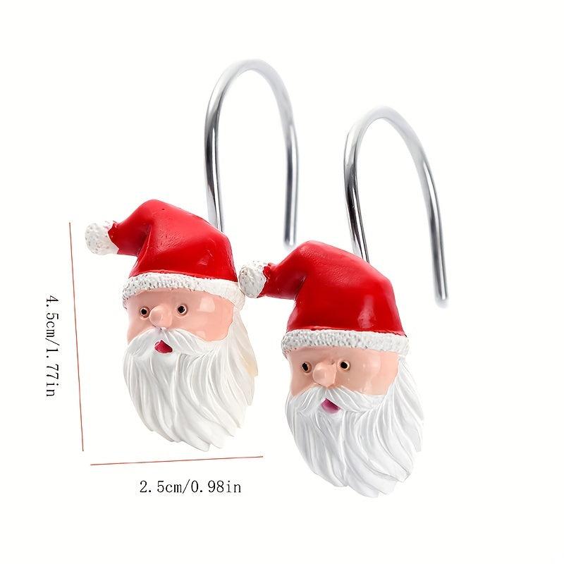 12pcs Christmas Shower Curtain Hooks Santa Snowflake Decorative Bathroom