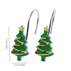 12pcs Christmas Shower Curtain Hooks Santa Snowflake Decorative Bathroom