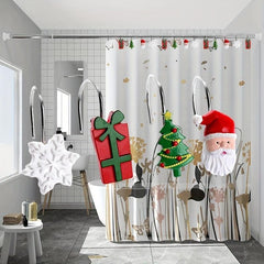 12pcs Christmas Shower Curtain Hooks Santa Snowflake Decorative Bathroom
