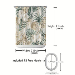 Bohemian Cat Print Shower Curtain with Hooks