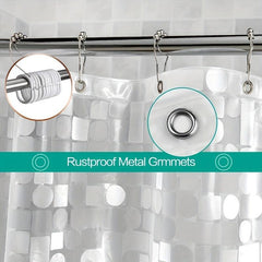 3D Waterproof Shower Curtain Square & Circular Patterns + 12 Plastic Hooks