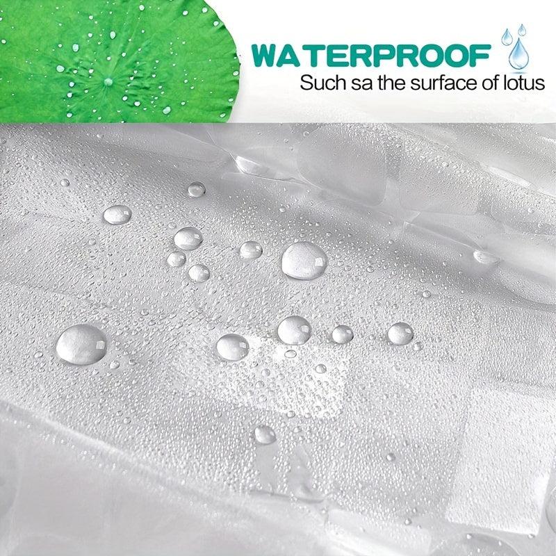 3D Waterproof Shower Curtain Square & Circular Patterns + 12 Plastic Hooks