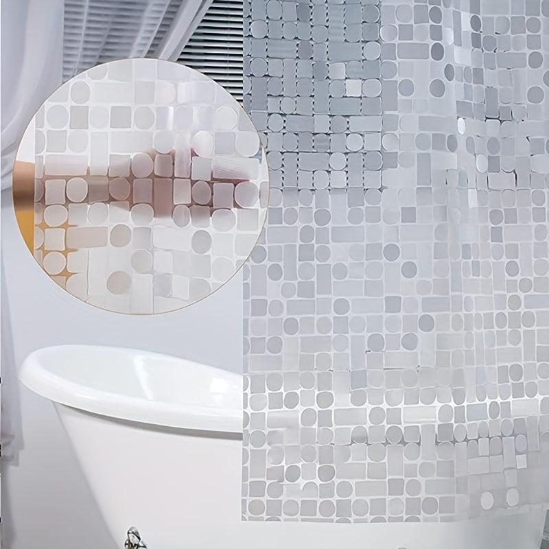 3D Waterproof Shower Curtain Square & Circular Patterns + 12 Plastic Hooks