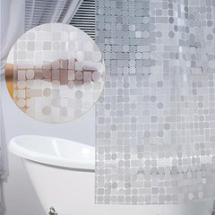 3D Waterproof Shower Curtain Square & Circular Patterns + 12 Plastic Hooks