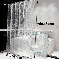 3D Waterproof Shower Curtain Square & Circular Patterns + 12 Plastic Hooks