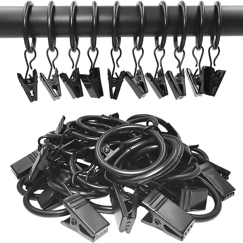 44pcs Metal Curtain Rings with Clips Drapery Hangers