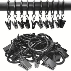 44pcs Metal Curtain Rings with Clips Drapery Hangers