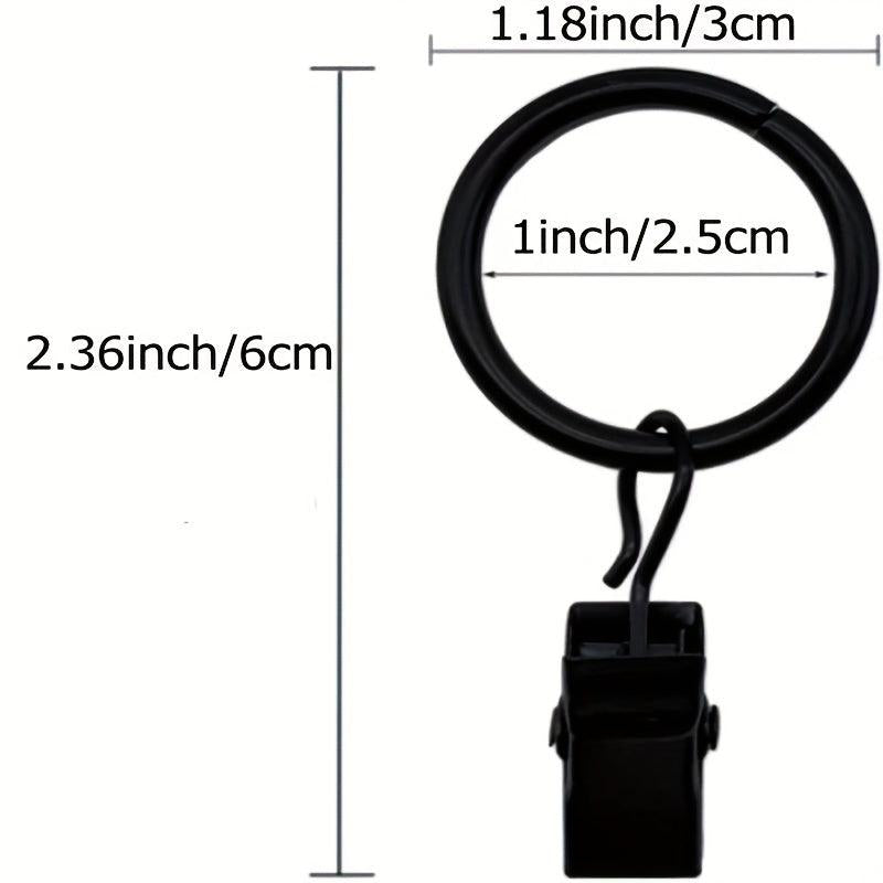 44pcs Metal Curtain Rings with Clips Drapery Hangers