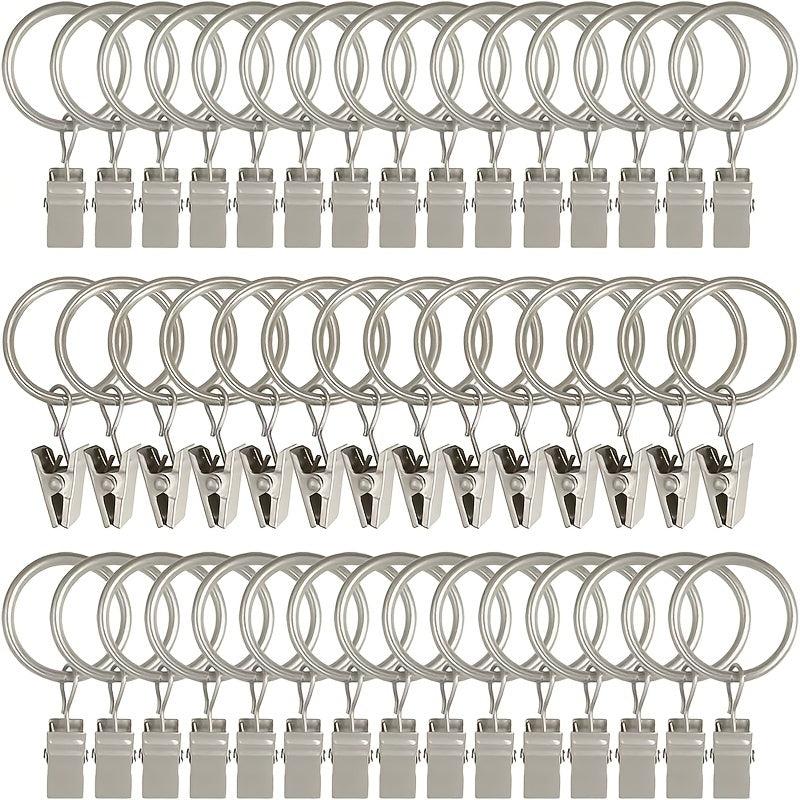 44pcs Metal Curtain Rings with Clips Drapery Hangers