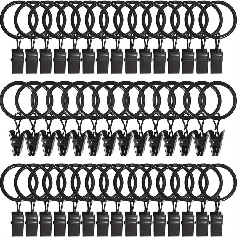 44pcs Metal Curtain Rings with Clips Drapery Hangers