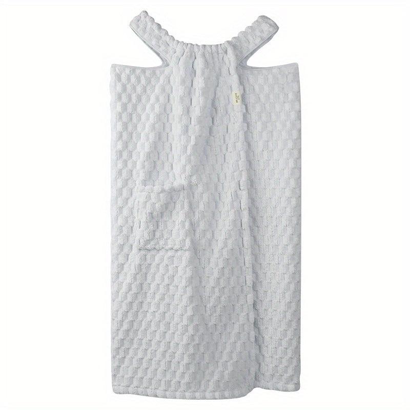 Absorbent Coral Fleece Bath Towel with Thick Straps