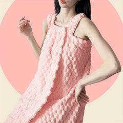 Absorbent Coral Fleece Bath Towel with Thick Straps