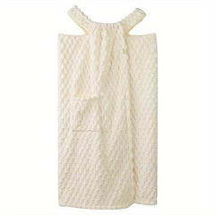 Absorbent Coral Fleece Bath Towel with Thick Straps