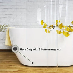 Waterproof Transparent Shower Curtain with 12 Hooks