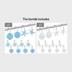12pcs Ocean Themed Shower Curtain Hooks - Resistant to Corrosion and Stains