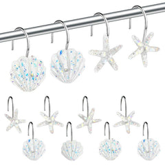 12pcs Ocean Themed Shower Curtain Hooks - Resistant to Corrosion and Stains
