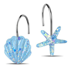 12pcs Ocean Themed Shower Curtain Hooks - Resistant to Corrosion and Stains