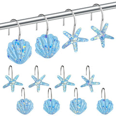 12pcs Ocean Themed Shower Curtain Hooks - Resistant to Corrosion and Stains