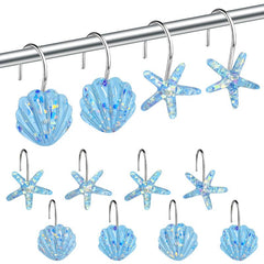 12pcs Ocean Themed Shower Curtain Hooks - Resistant to Corrosion and Stains