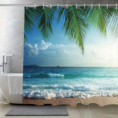 Beach Pattern Shower Curtain with Hooks