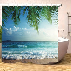 Beach Pattern Shower Curtain with Hooks