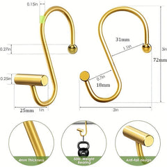6pcs Metal Shower Curtain Ring Rust-proof Hook Bathroom Accessories