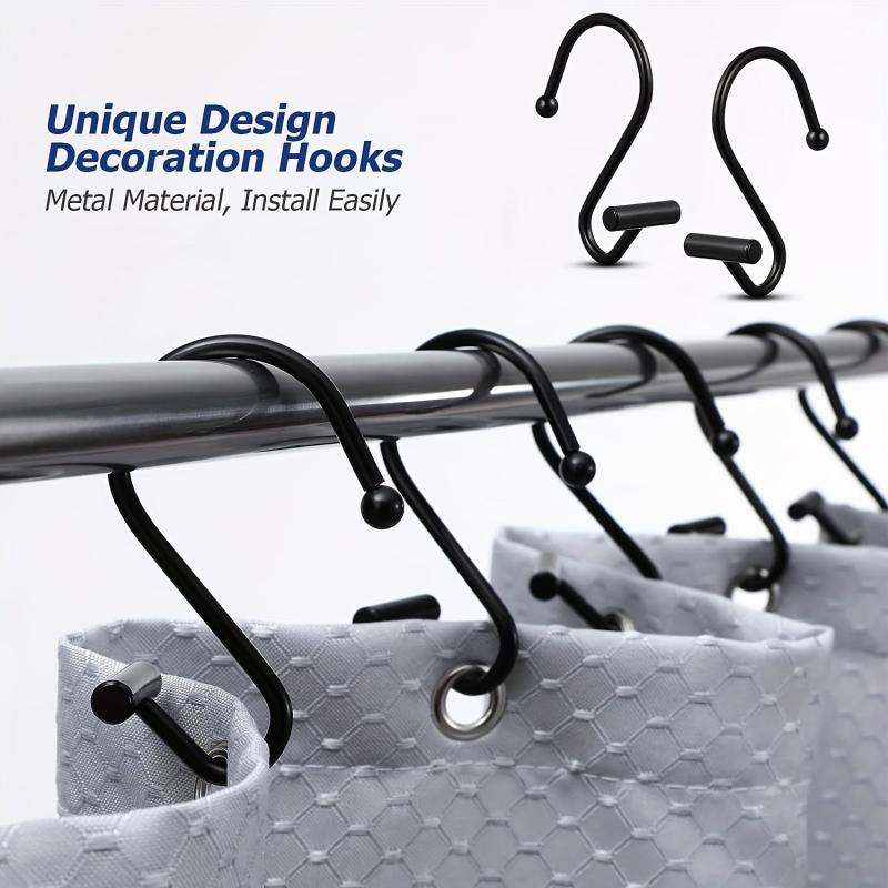6pcs Metal Shower Curtain Ring Rust-proof Hook Bathroom Accessories