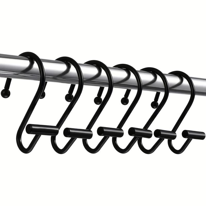 6pcs Metal Shower Curtain Ring Rust-proof Hook Bathroom Accessories