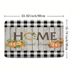 Autumn Pumpkin Pattern Floor Mat Thanksgiving Theme Bath Rug