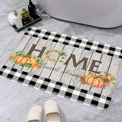 Autumn Pumpkin Pattern Floor Mat Thanksgiving Theme Bath Rug