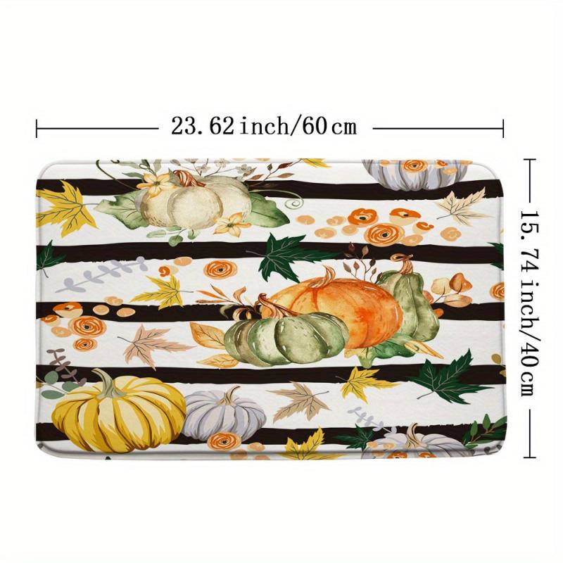 Autumn Pumpkin Pattern Floor Mat Thanksgiving Theme Bath Rug