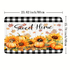 Autumn Pumpkin Pattern Floor Mat Thanksgiving Theme Bath Rug