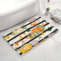 Autumn Pumpkin Pattern Floor Mat Thanksgiving Theme Bath Rug