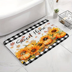 Autumn Pumpkin Pattern Floor Mat Thanksgiving Theme Bath Rug