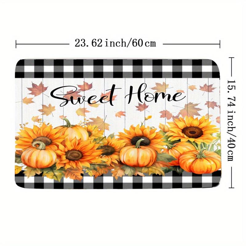 Autumn Pumpkin Pattern Floor Mat Thanksgiving Theme Bath Rug