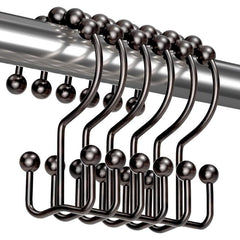 12pcs Shower Curtain Hooks Rust Proof Double Glide Rings for Bathroom Shower Cur
