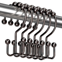 12pcs Shower Curtain Hooks Rust Proof Double Glide Rings for Bathroom Shower Cur