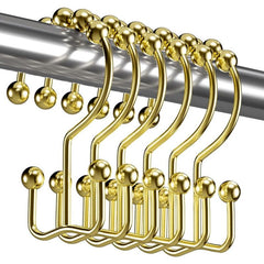 12pcs Shower Curtain Hooks Rust Proof Double Glide Rings for Bathroom Shower Cur
