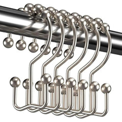 12pcs Shower Curtain Hooks Rust Proof Double Glide Rings for Bathroom Shower Cur