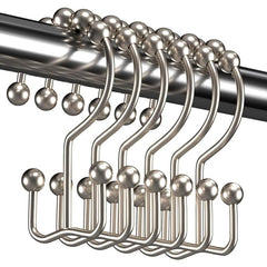 12pcs Shower Curtain Hooks Rust Proof Double Glide Rings for Bathroom Shower Cur