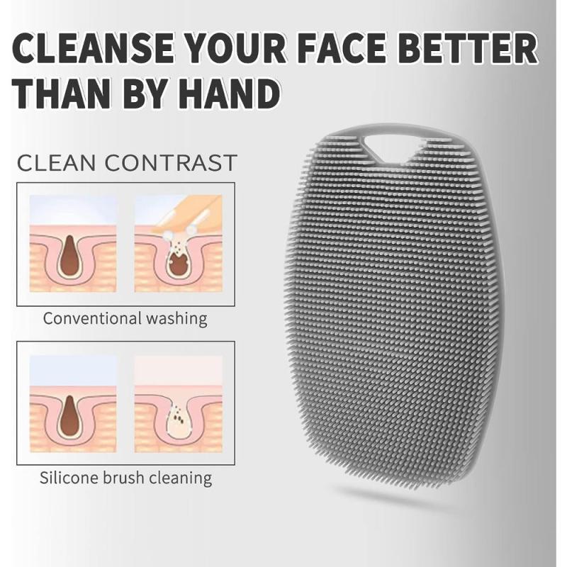Soft Silicone Body Scrubber For Men - Portable Bath Brush with Non-Slip Handle