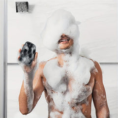 Soft Silicone Body Scrubber For Men - Portable Bath Brush with Non-Slip Handle
