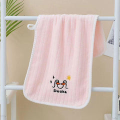 5pcs Cartoon Duck Embroidered Towel Microfiber Face Towel