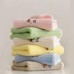 5pcs Cartoon Duck Embroidered Towel Microfiber Face Towel