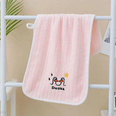 5pcs Cartoon Duck Embroidered Towel Microfiber Face Towel