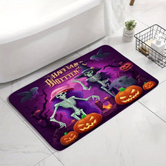 Halloween Skull Floor Mat Horror Bath Rug Non-slip Carpet