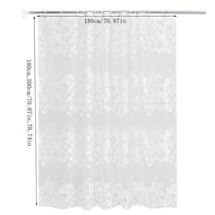 Waterproof Thickened Shower Curtain PEVA Floral Grid Shower Curtain